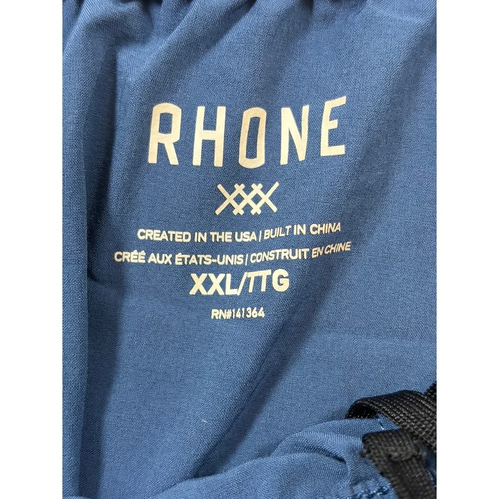 Rhone Mens Blue Athletic Training Shorts XXL Elastic Waist Forever Forward Logo